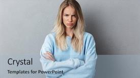  Presentation with upset - Cool new slides with insult - portrait of an upset young backdrop and a light blue colored foreground