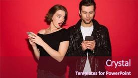  Presentation with punk - Cool new presentation with insult - smiling male punk using smartphone backdrop and a tawny brown colored foreground