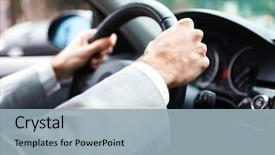  Presentation with wheel - Cool new PPT theme with insurance - close-up of hands backdrop and a light blue colored foreground