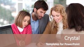  Presentation with real estate - Beautiful theme featuring insurance - family signing real-estate contract backdrop and a coral colored foreground
