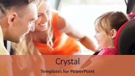  Presentation with family talking - Colorful slide set enhanced with insurance - family transport safety road trip backdrop and a red colored foreground