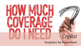  Presentation with marker - Slide deck featuring insurance - hand with marker writing how background and a coral colored foreground