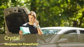  Presentation with roadside - Beautiful slide set featuring insurance - handsome young man calling backdrop and a tawny brown colored foreground