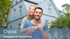  Presentation with real estate - PPT theme featuring insurance - love people real estate home background and a ocean colored foreground