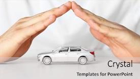  Presentation with insurance - PPT theme enhanced with insurance - male hands and car background and a light gray colored foreground