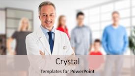  Presentation with doctor family - Cool new PPT theme with insurance - portrait of a smiling family backdrop and a lemonade colored foreground