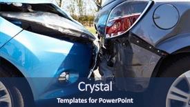  Presentation with cars - Beautiful presentation theme featuring insurance - two cars involved in traffic backdrop and a ocean colored foreground