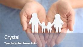  Presentation with insurance - Slide set consisting of insurance - woman holding wooden figure background and a seafoam green colored foreground