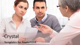  Presentation with financial planning - Slide deck consisting of insurance - young couple at the financial background and a soft green colored foreground