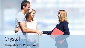  Presentation with realtor - PPT theme having insurance - young couple with agent realtor background and a light blue colored foreground