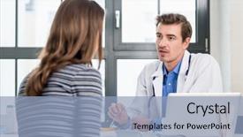  Presentation with doctor office - Presentation design consisting of insurance - young devoted doctor holding background and a light blue colored foreground