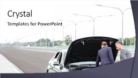  Presentation with health insurance booklet - PPT theme having insurance agent analyzing breakdown car background and a white colored foreground