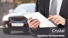  Presentation with insurance - Colorful presentation theme enhanced with insurance agent using tablet backdrop and a dark gray colored foreground