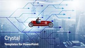  Presentation with sports car - Slides having insurance alternative - businessman driving sports car choosing background and a  colored foreground