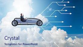  Presentation with sports car - Amazing slides having insurance alternative - businessman driving sports car choosing backdrop and a lemonade colored foreground