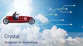  Presentation with sports car - Slide set having insurance alternative - businessman driving sports car choosing background and a  colored foreground