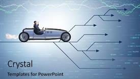  Presentation with sports car - Slide set consisting of insurance alternative - businessman driving sports car choosing background and a  colored foreground