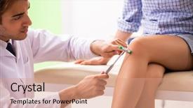  Presentation with alternative - Slide deck featuring insurance alternative - male doctor checking with sensory background and a coral colored foreground