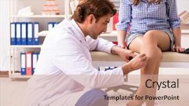  Presentation with alternative - Colorful theme enhanced with insurance alternative - male doctor checking with sensory backdrop and a coral colored foreground