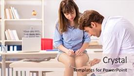  Presentation with biology sensory system - Cool new presentation theme with insurance alternative - male doctor checking with sensory backdrop and a coral colored foreground