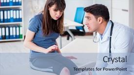  Presentation with sports doctor - Amazing PPT theme having insurance alternative - patient visiting doctor after sustaining backdrop and a light blue colored foreground