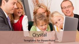  Presentation with financial assets - PPT theme having insurance broker - family with their consultant assets background and a coral colored foreground