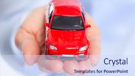  Presentation with auto dealership - PPT theme with insurance broker - hand with car auto dealership background and a sky blue colored foreground