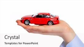  Presentation with auto dealership - PPT theme with insurance broker - hand with car auto dealership background and a white colored foreground