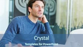  Presentation with 3d man sitting question mark - Slides enhanced with insurance broker - pensive man sitting at his background and a ocean colored foreground