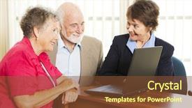  Presentation with after sales service - Amazing PPT theme having insurance broker - persuasive sales woman pitches financial backdrop and a tawny brown colored foreground