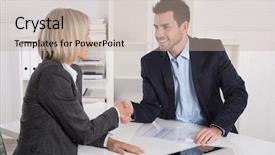  Presentation with successful - Theme having insurance broker - successful business meeting with handshake background and a mint green colored foreground