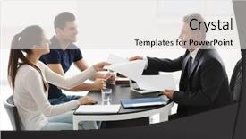  Presentation with public - Cool new slide deck with insurance broker - young couple at notary public backdrop and a light gray colored foreground