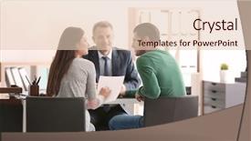  Presentation with notary - PPT theme enhanced with insurance broker - young couple at notary public background and a lemonade colored foreground