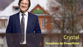  Presentation with building insurance - PPT theme consisting of insurance broker and building on background background and a tawny brown colored foreground