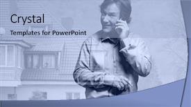  Presentation with assessment - Cool new PPT layouts with insurance broker and house backdrop and a  colored foreground