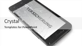  Presentation with cell - Slide deck featuring insurance concept broken smart phone background and a  colored foreground