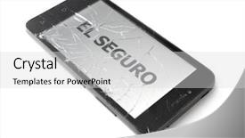  Presentation with cell - Audience pleasing presentation theme consisting of insurance concept broken smart phone backdrop and a  colored foreground