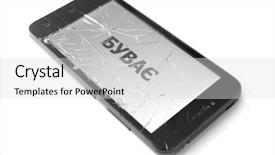  Presentation with property insurance fire damage - PPT theme featuring insurance concept broken smart phone background and a  colored foreground