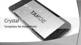  Presentation with pouch cell - Presentation theme enhanced with insurance concept broken smart phone background and a  colored foreground