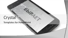  Presentation with cell - Beautiful presentation theme featuring insurance concept broken smart phone backdrop and a  colored foreground