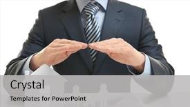  Presentation with life insurance concept leaflets - Slides featuring insurance concept male hands covering background and a light gray colored foreground