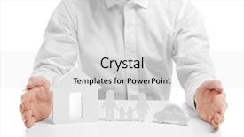  Presentation with insurance - Cool new theme with insurance concept male hands near backdrop and a light gray colored foreground