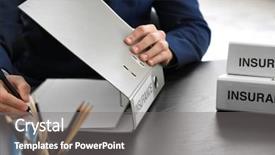  Presentation with cargo insurance man and passenger - Theme consisting of insurance concept man with folders background and a  colored foreground