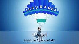  Presentation with parachute - Colorful PPT layouts enhanced with insurance concept on parachute backdrop and a light blue colored foreground