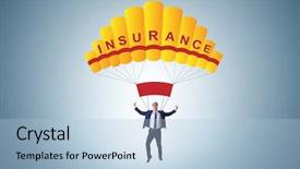  Presentation with parachute - Beautiful PPT theme featuring insurance concept on parachute backdrop and a light blue colored foreground