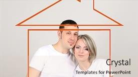  Presentation with real estate - PPT theme enhanced with insurance contract - home real estate and family background and a  colored foreground