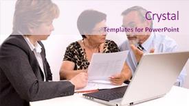  Presentation with planner - Slide set enhanced with insurance contract - mature couple talking to financial background and a sky blue colored foreground