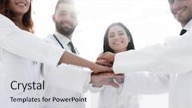  Presentation with group - PPT theme having insurance educational conferences - background image of a group background and a light gray colored foreground