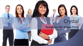  Presentation with team - Slide set featuring insurance educational conferences - business team background and a  colored foreground