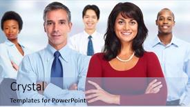  Presentation with team - Slide deck consisting of insurance educational conferences - business team background and a light blue colored foreground